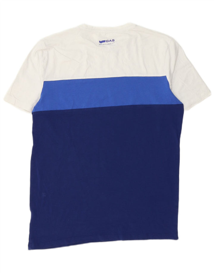 T-shirt da uomo Gas Top Large in cotone color block blu