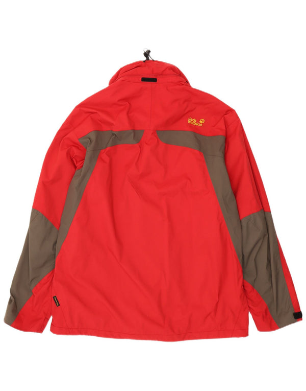 Giacca antipioggia da uomo Jack Wolfskin UK 48 2XL Poliammide color block rosso