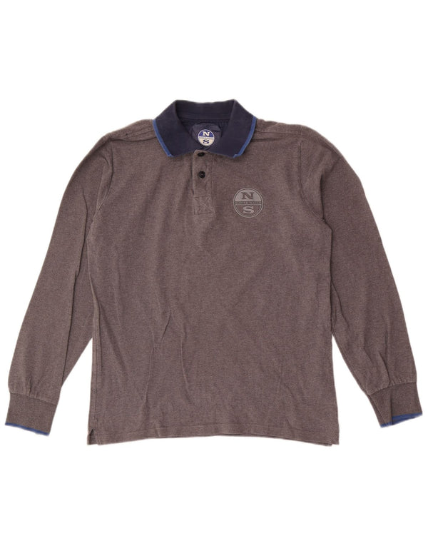 Polo da rugby da uomo a maniche lunghe North Sails Small in cotone grigio