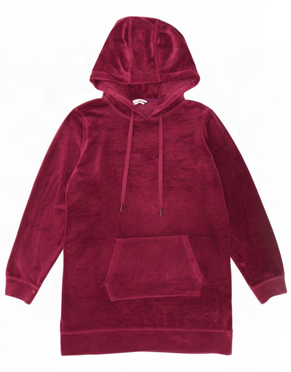 Maglione con cappuccio in velluto grafico da donna Dkny UK 16 grande poliestere bordeaux