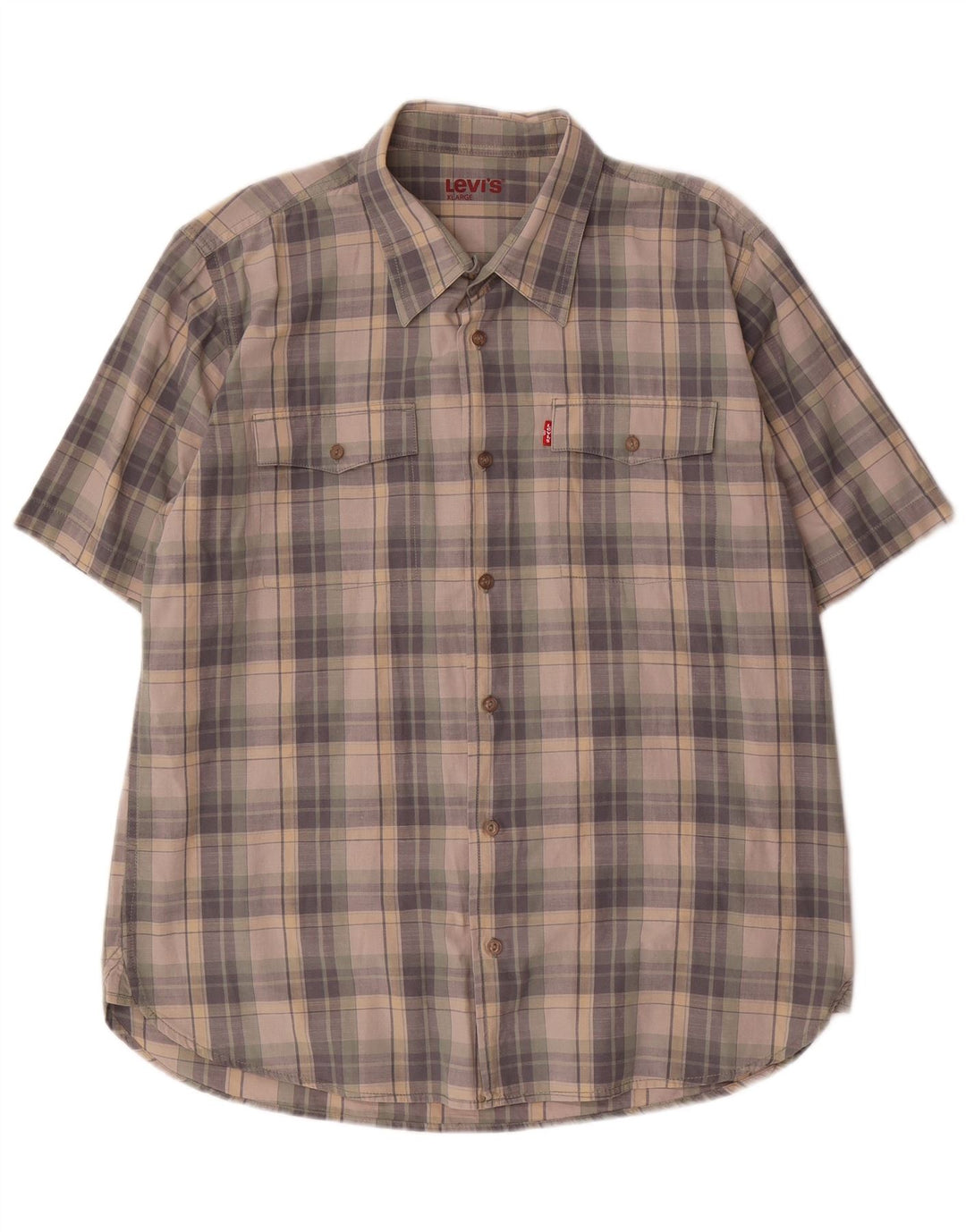 Camicia a maniche corte da uomo Levi's XL in cotone a quadri grigi