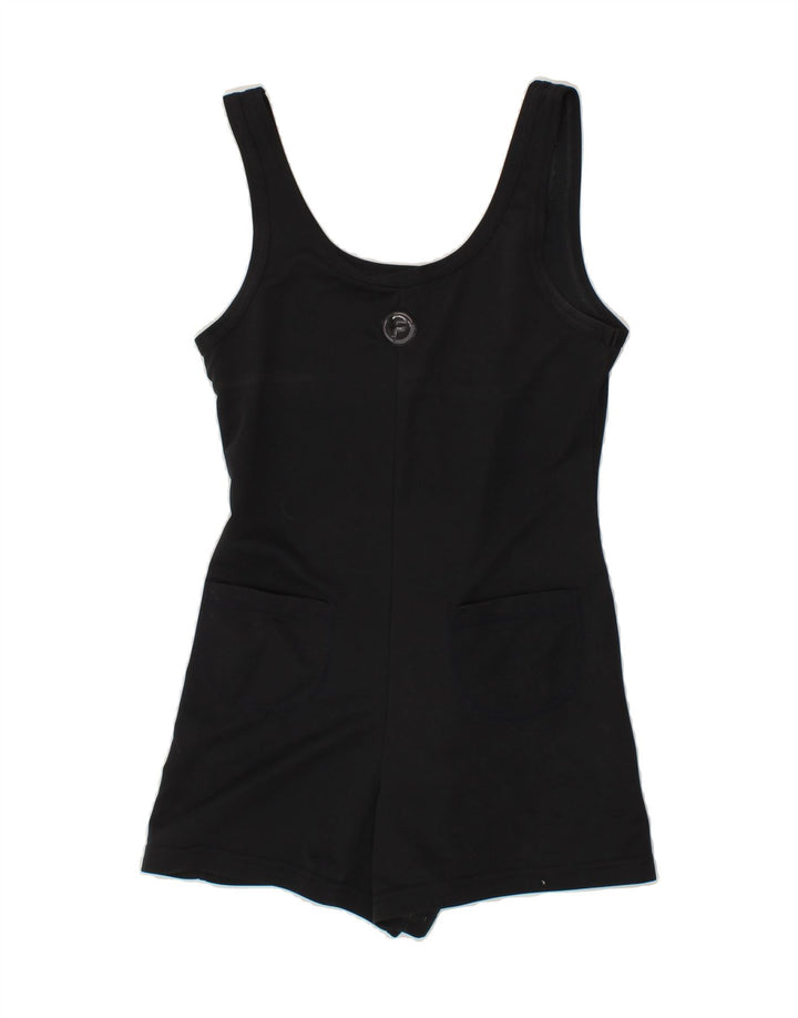 VINTAGE Womens Playsuit UK 12 Medium Black Polyester Vintage Vintage and Second-Hand Vintage from Messina Hembry 