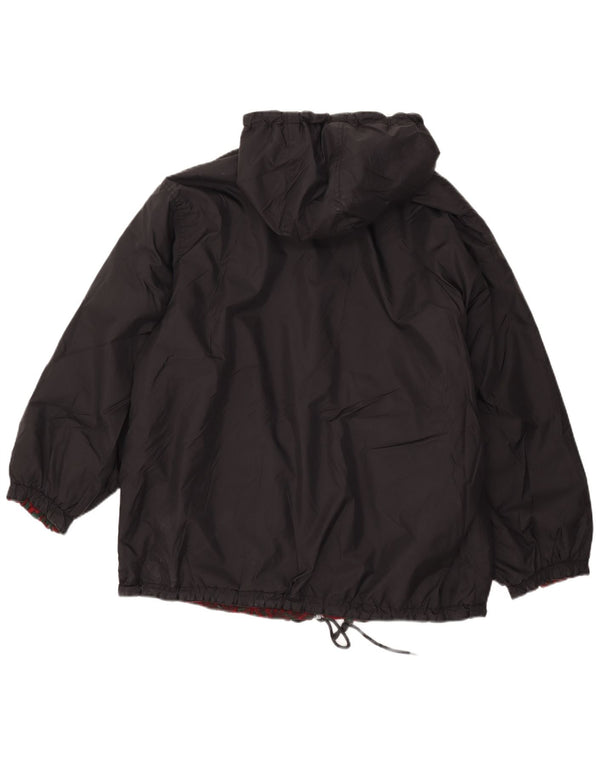 Giacca reversibile oversize con cappuccio da donna vintage UK 18 XL nylon nero