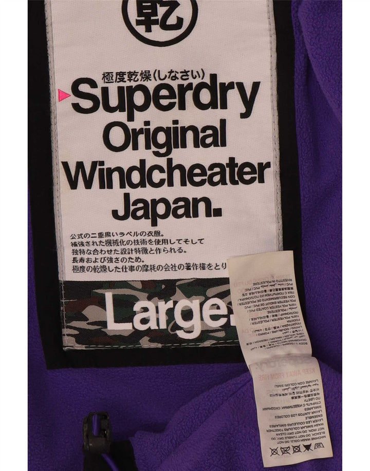 Giacca a vento con cappuccio da donna Superdry Windcheater UK 16 grande nera