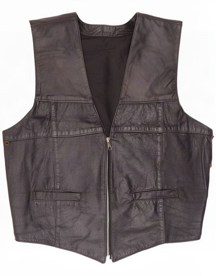 Gilet in pelle da uomo vintage piccolo motociclista nero