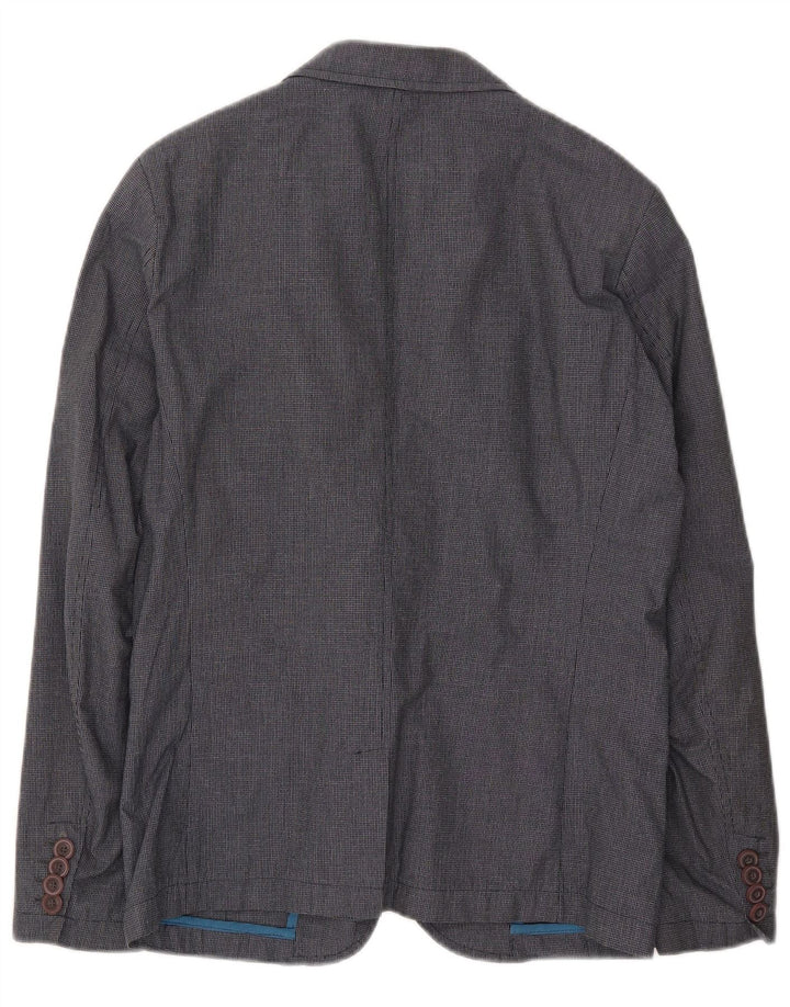 French Connection Giacca blazer da uomo a 2 bottoni UK 36 piccolo blu navy a quadri