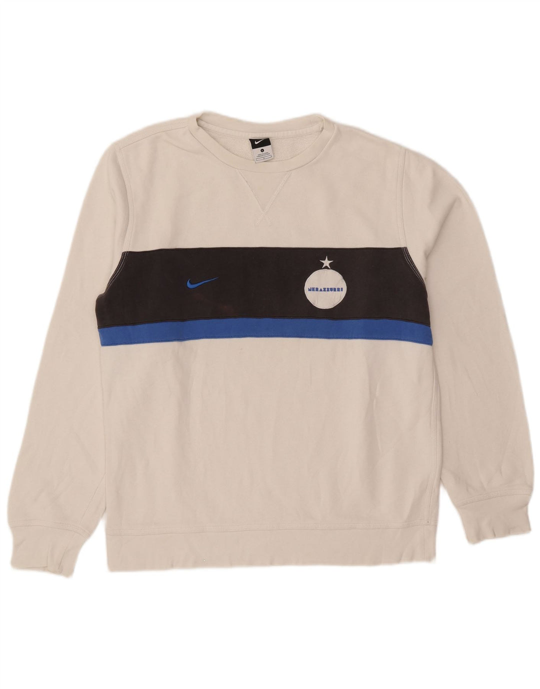 Felpa da uomo Nike Inter Milan, maglione grande, cotone color block bianco