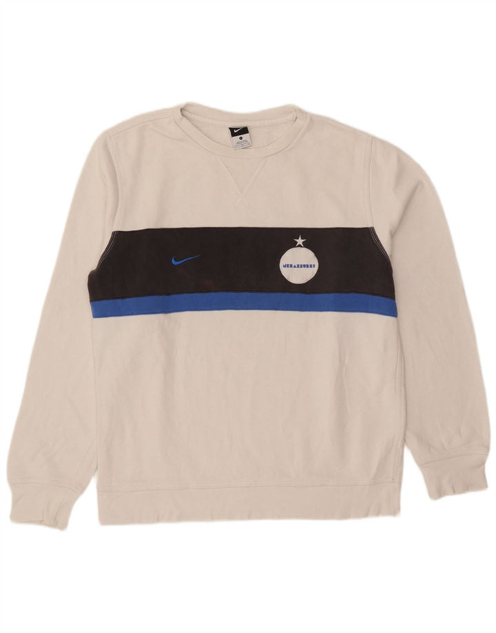 Felpa da uomo Nike Inter Milan, maglione grande, cotone color block bianco