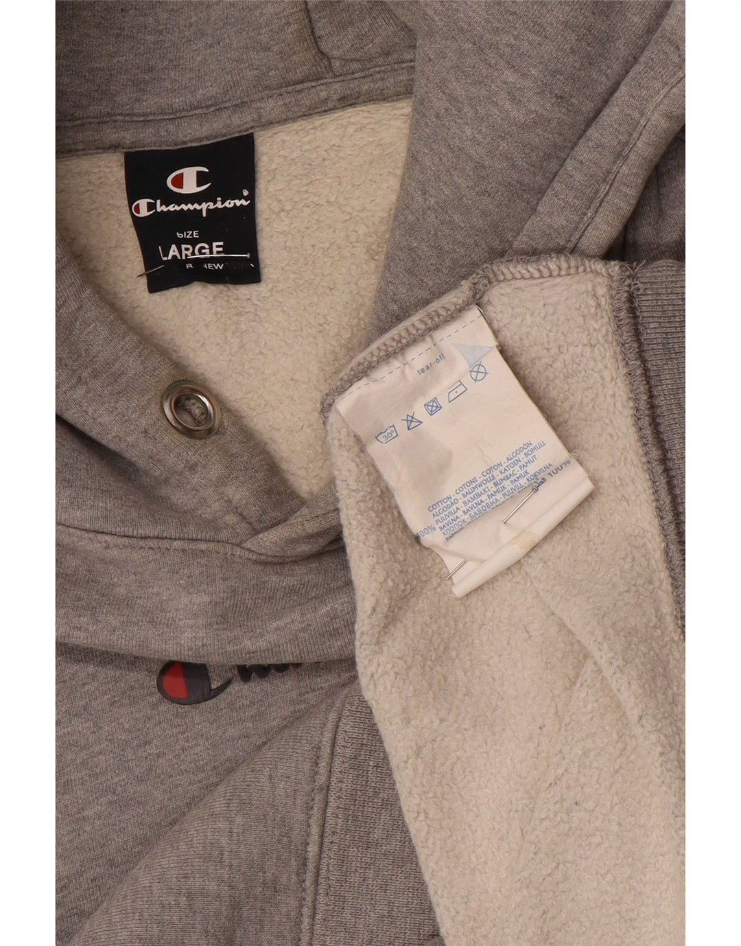 Maglione con cappuccio grafico da uomo Champion grande in cotone grigio