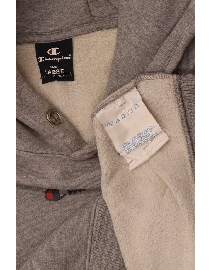 Maglione con cappuccio grafico da uomo Champion grande in cotone grigio