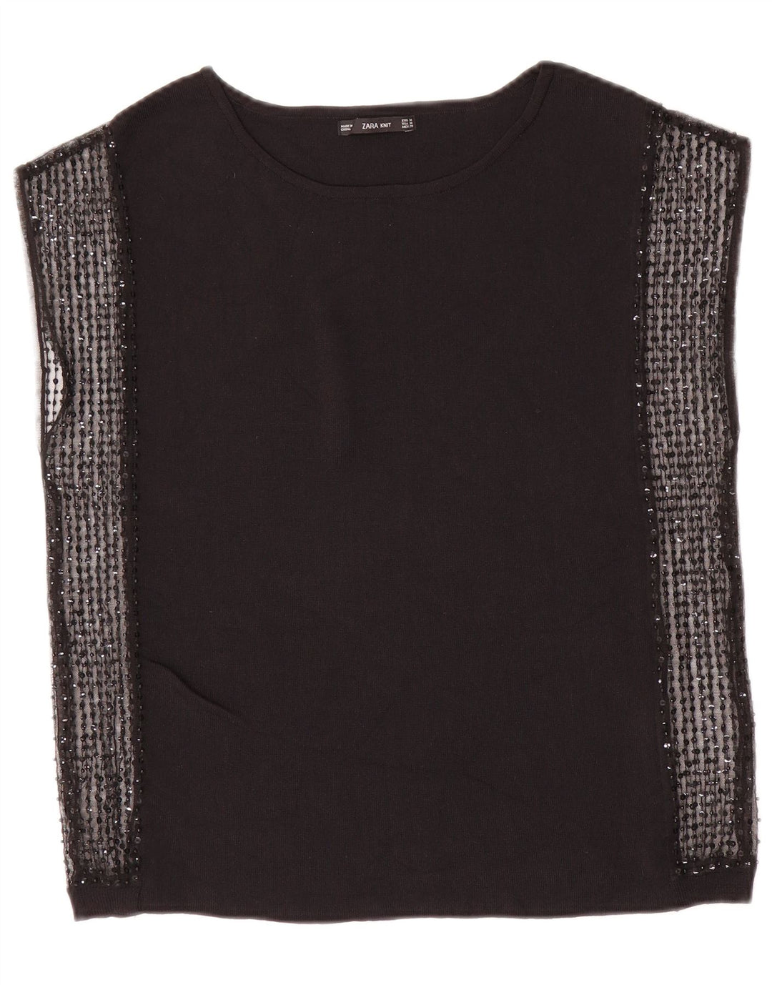 Top in camicetta senza maniche da donna Zara UK 12 medio nero