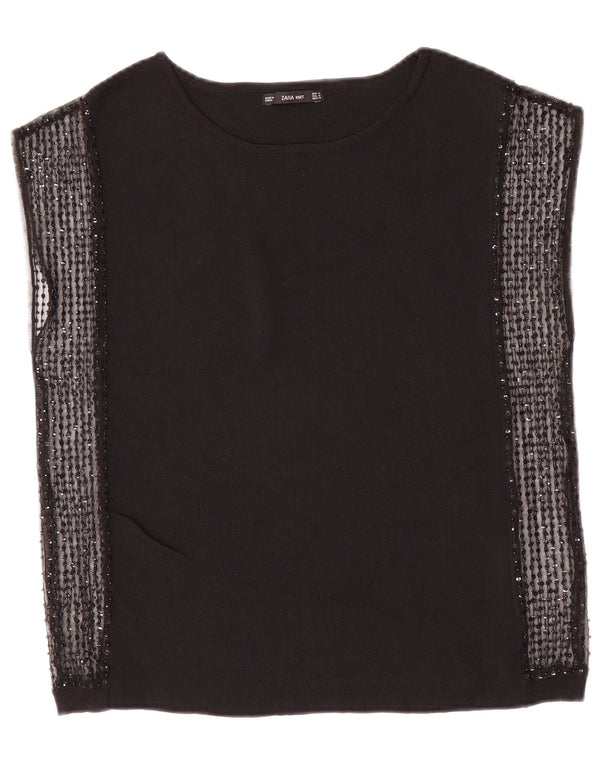 Top in camicetta senza maniche da donna Zara UK 12 medio nero