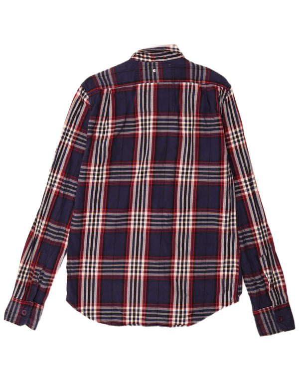 Camicia da uomo in flanella Superdry, cotone scozzese grande blu navy