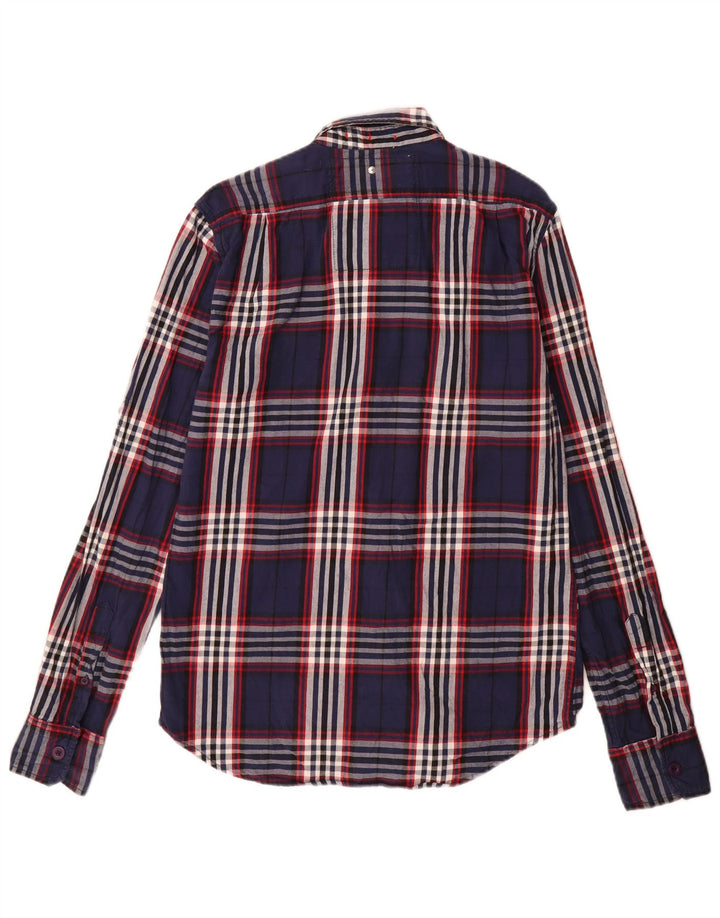 Camicia da uomo in flanella Superdry, cotone scozzese grande blu navy