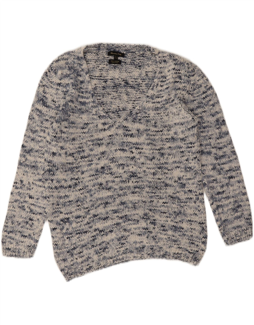 Maglione maglione da donna con scollo a V Massimo Dutti UK 10 piccolo blu screziato