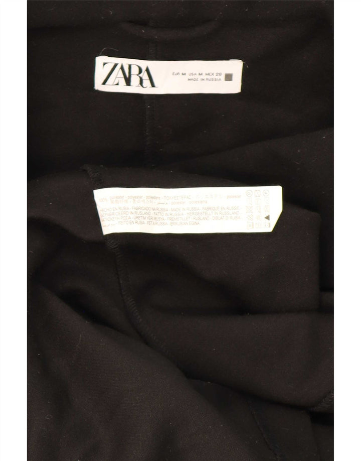 Cappotto doppiopetto con cappuccio da donna Zara UK 14 poliestere nero medio