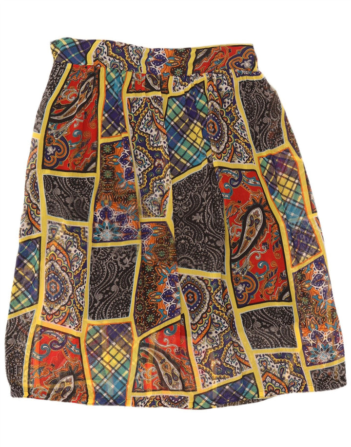 Gonna a trapezio da donna vintage W38 XL Patchwork multicolore