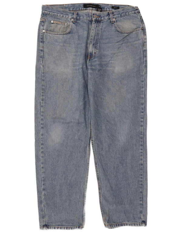 Jeans dritti Easy Fit da uomo Calvin Klein W38 L31 cotone blu