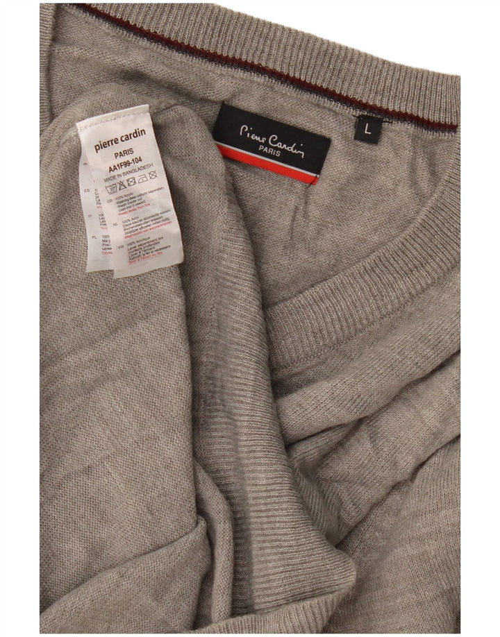 Maglione da uomo con scollo a V Pierre Cardin grande acrilico grigio