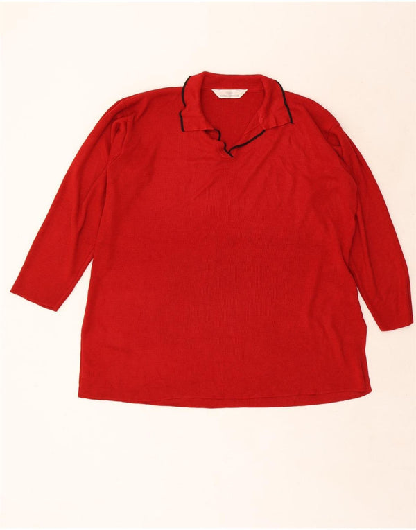 Polo a maniche lunghe da donna Marks & Spencer UK 18 XL a righe rosse
