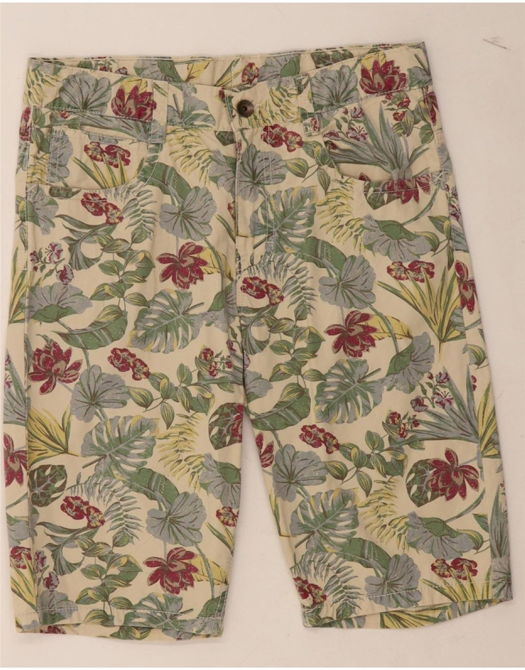 BENETTON Womens Casual Shorts W34 Large Beige Floral Vintage Benetton and Second-Hand Benetton from Messina Hembry 