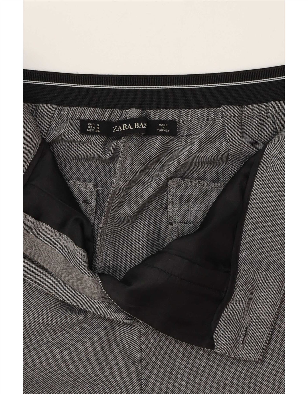 Pantaloni chino slim da donna Zara piccoli W26 L27 poliestere a righe grigie