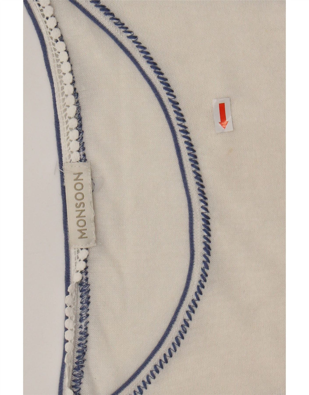 MONSOON Camicetta da donna Top UK 16 Grande lino floreale bianco sporco