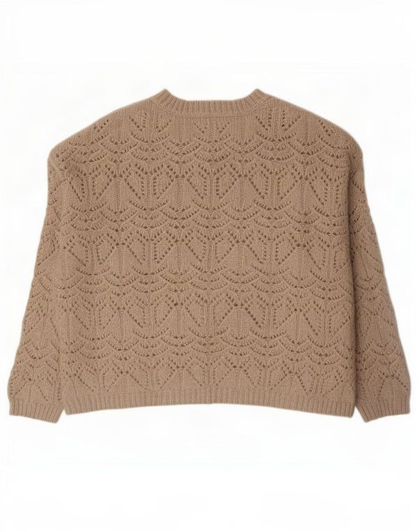 Maglione da donna Marks & Spencer con scollo a barchetta trasparente UK 18 XL Beige