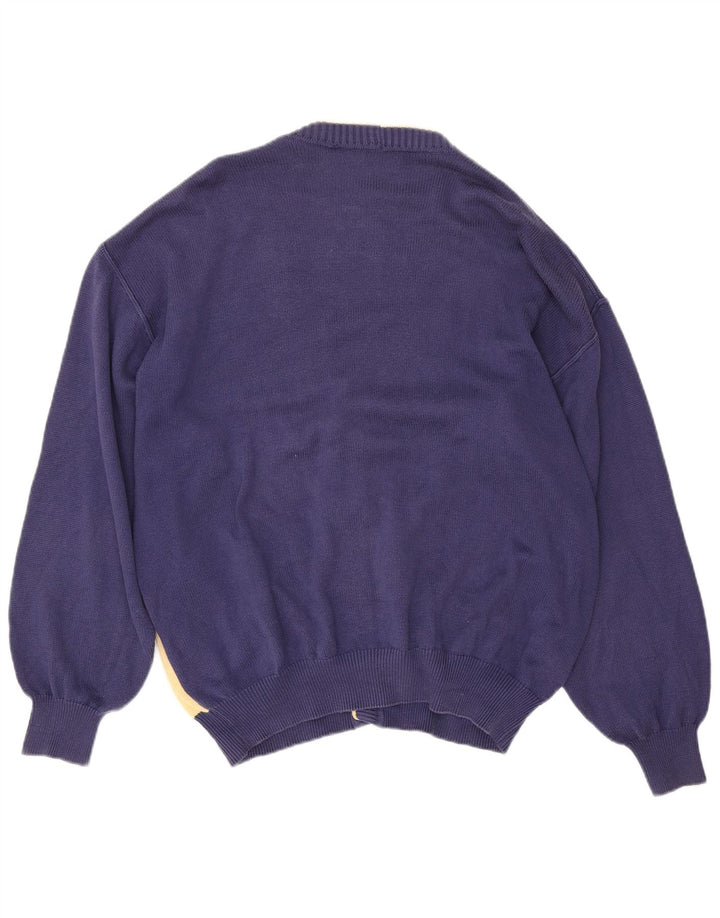 DALMINE Maglione Cardigan Uomo IT 50 Medio Blu Navy Colorblock Cotone
