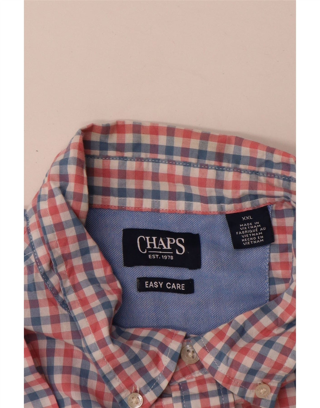 Chaps Camicia a maniche corte da uomo Easy Care 2XL Cotone a quadretti rosa