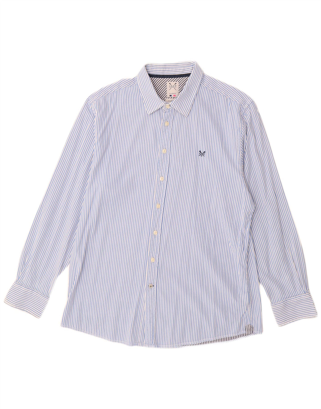 CREW CLOTHING Camicia da uomo su misura XL in cotone gessato blu