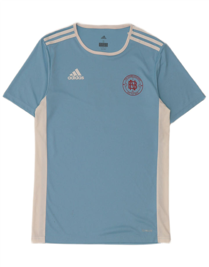 T-shirt grafica Adidas da uomo Climalite Top piccolo in poliestere color block blu