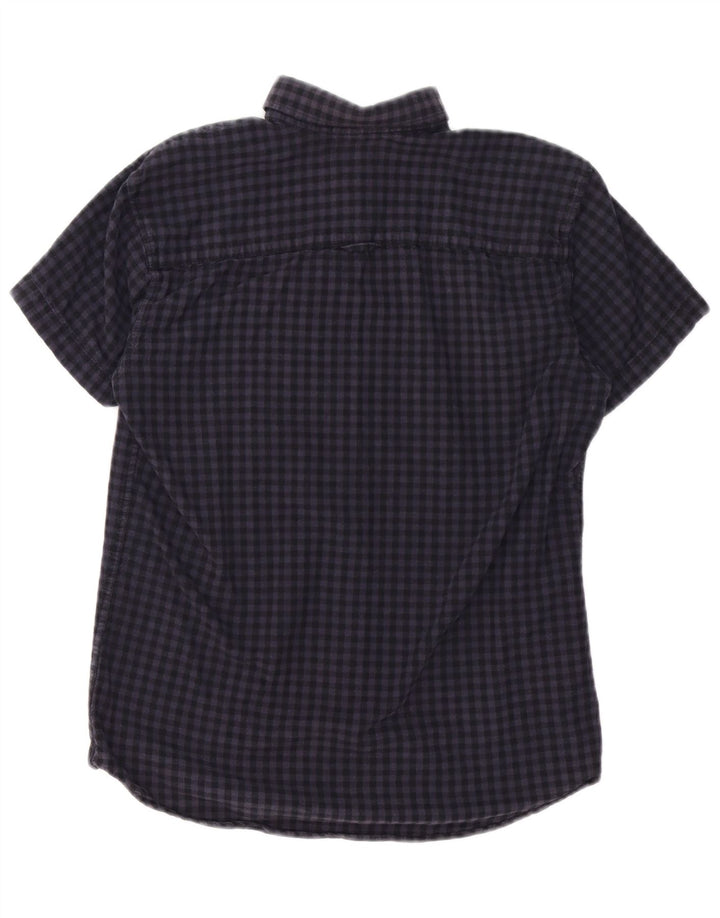 Jack & Jones Camicia da uomo a maniche corte vestibilità regolare piccola a quadretti blu navy