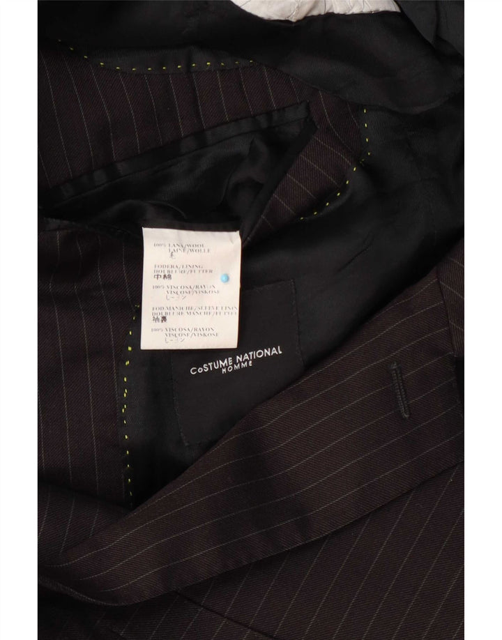 Costume National Giacca blazer a 2 bottoni da uomo IT 48 Gessato marrone medio