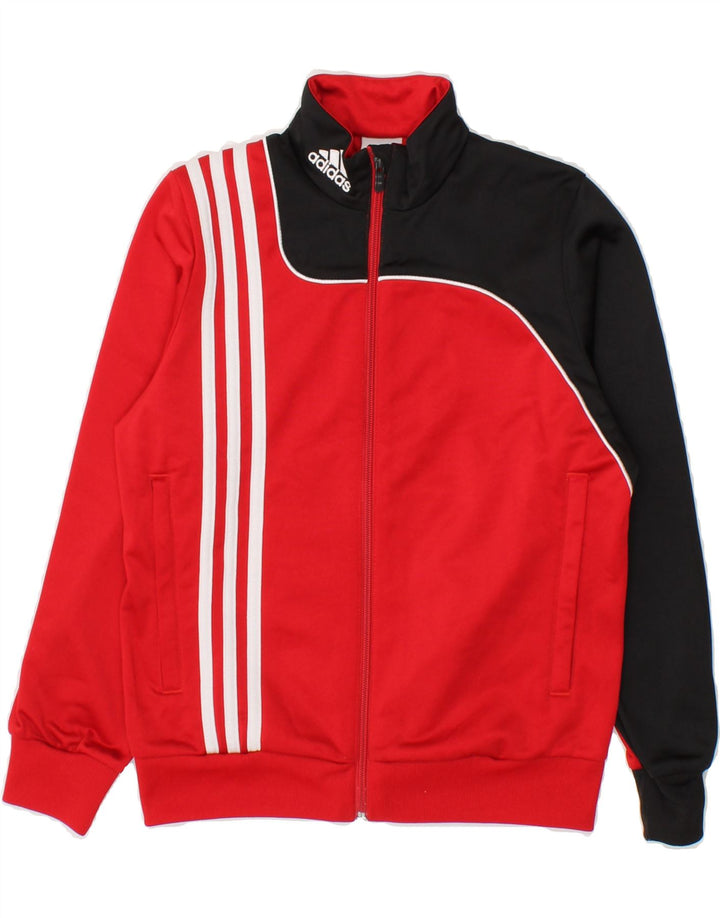 ADIDAS Boys Tracksuit Top Jacket 9-10 Years Red Colourblock Polyester Vintage Adidas and Second-Hand Adidas from Messina Hembry 