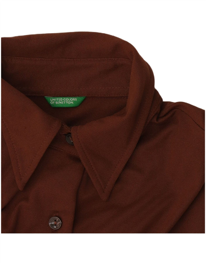 Camicia a maniche corte da donna Benetton Camicetta UK 14 Poliestere marrone medio