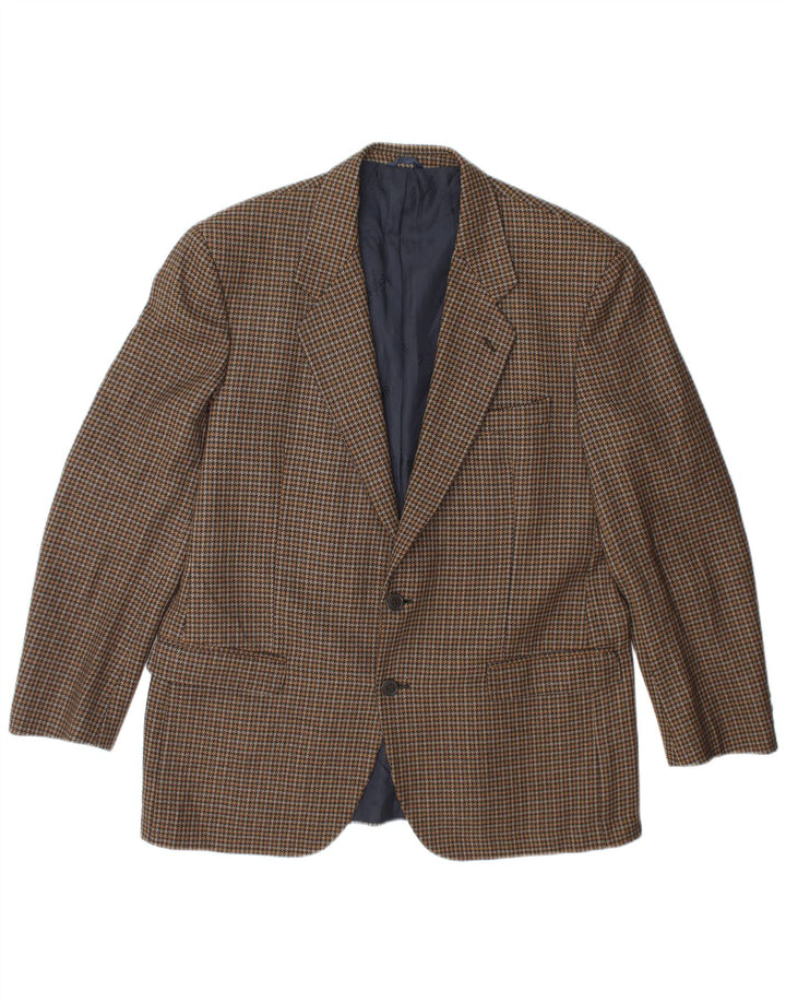Giacca blazer da uomo a 2 bottoni Cacharel IT 52 XL lana pied de poule marrone