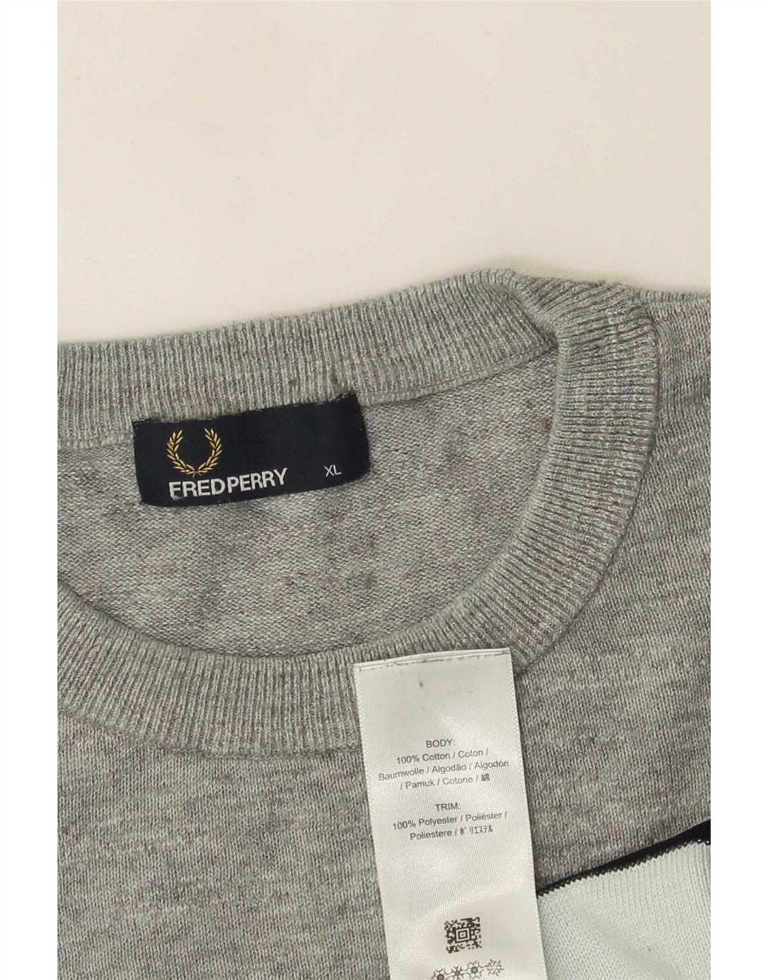 Maglione maglione girocollo da uomo Fred Perry XL in cotone color block grigio