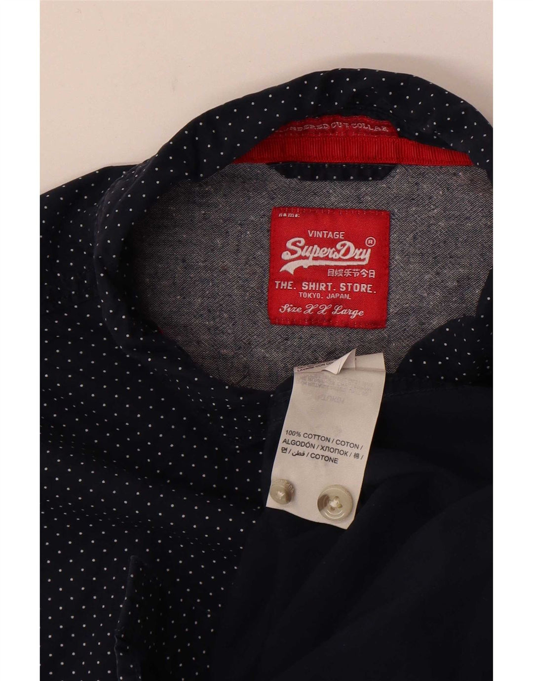 Camicia da uomo Superdry 2XL cotone a pois blu navy
