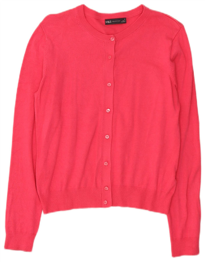Maglione cardigan da donna Marks & Spencer UK 12 Viscosa rosa medio