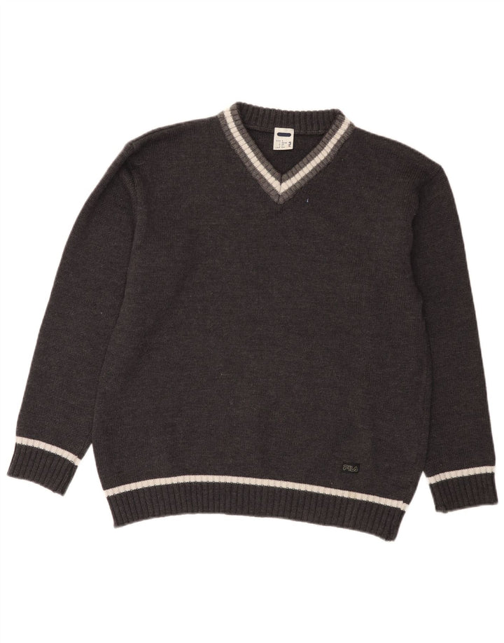 Maglione Fila Uomo con scollo a V piccolo grigio