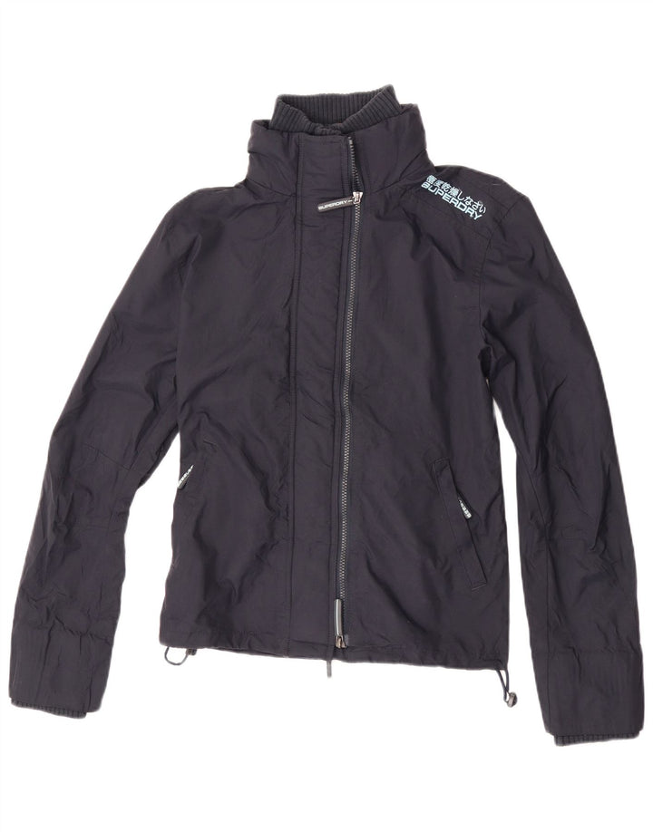 Giacca antipioggia da donna Superdry UK 16 grande nylon blu navy
