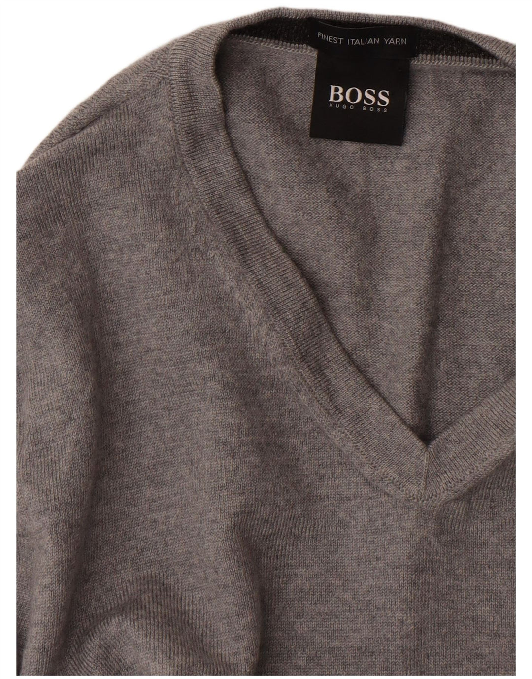 Maglione maglione con scollo a V da donna HUGO BOSS UK 10 piccolo grigio