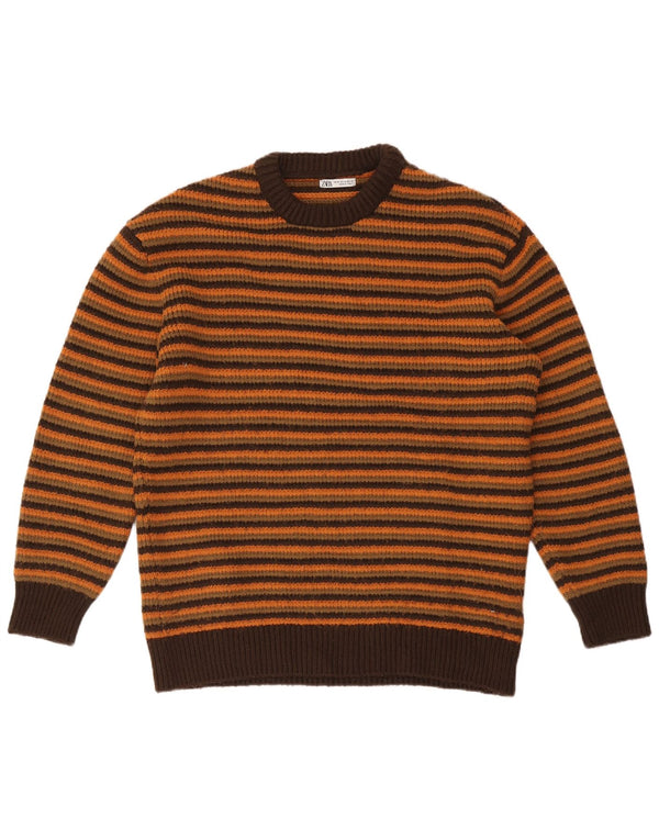 Maglione maglione girocollo da uomo Zara XL a righe marroni