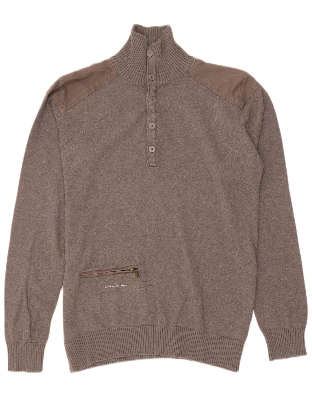 Maglione da uomo Jack & Jones con bottoni sul collo Grigio medio