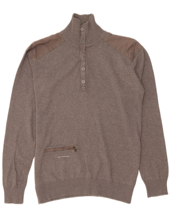 Maglione da uomo Jack & Jones con bottoni sul collo Grigio medio