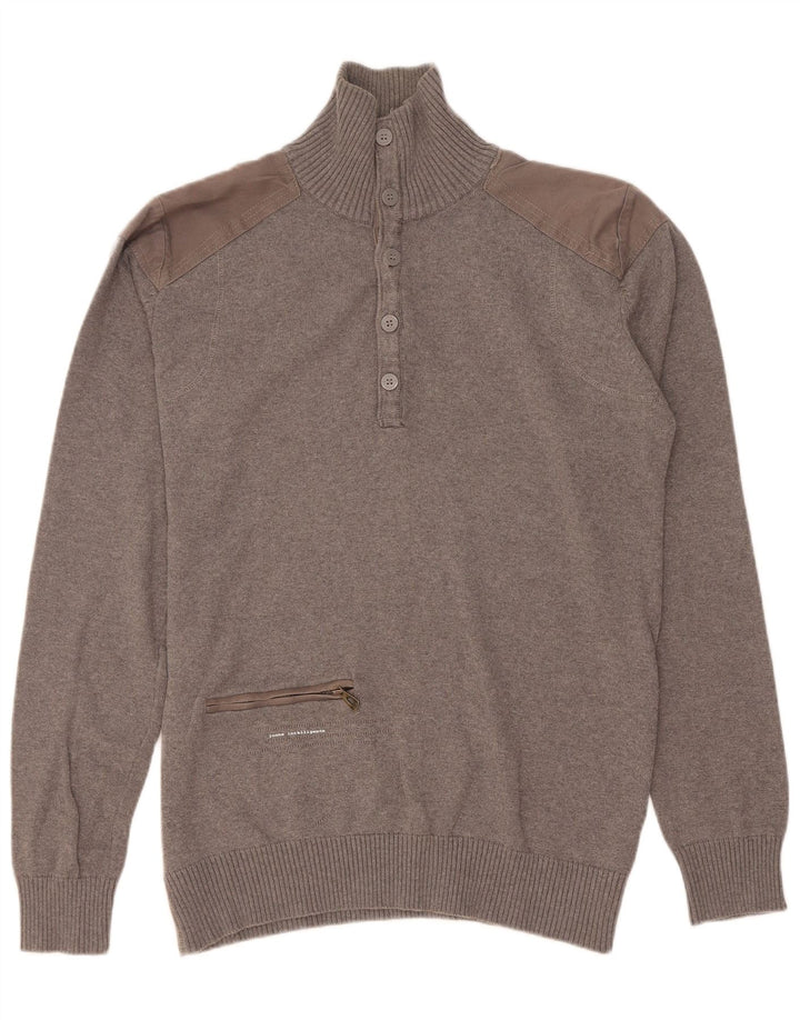 Maglione da uomo Jack & Jones con bottoni sul collo Grigio medio
