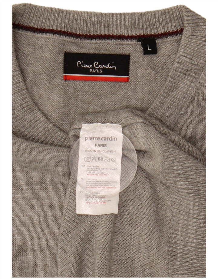 Maglione maglione girocollo da uomo Pierre Cardin grande acrilico grigio