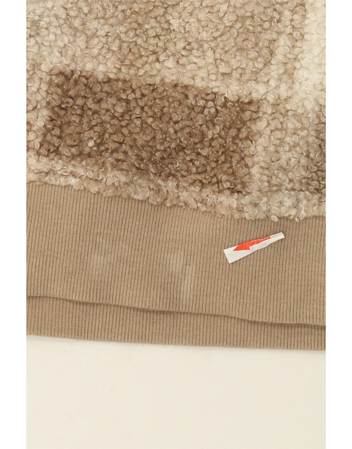 Maglione in pile da donna Marks & Spencer con zip e collo UK 14 a quadri marrone medio