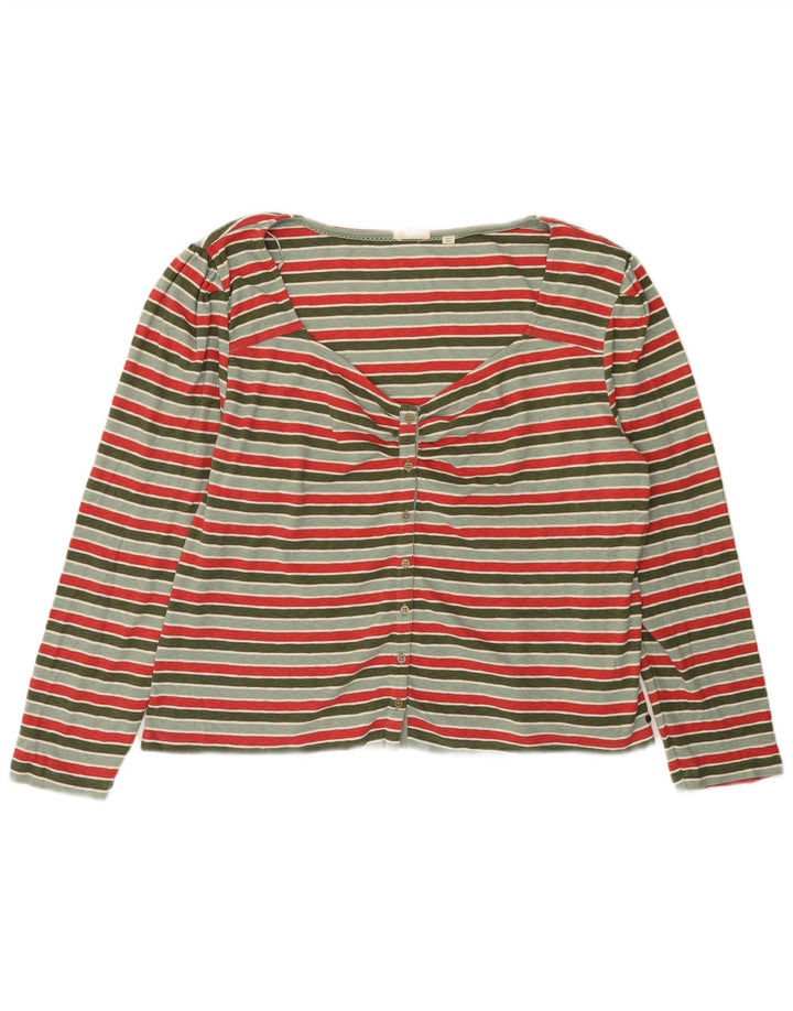 Camicetta corta da donna Fat Face UK 24 4XL Cotone a righe verdi